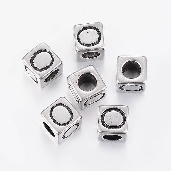 304 Stainless Steel Large Hole Letter European Beads