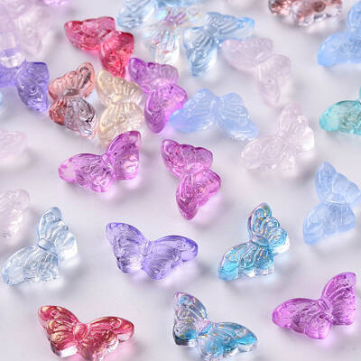 Transparent Spray Painted Glass Beads