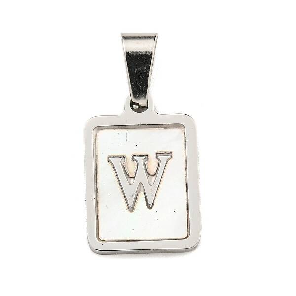 304 Stainless Steel Pave Natural White Shell Pendants