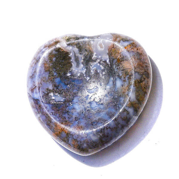 Natural Indian Agate Heart Worry Stone for Reiki Balancing