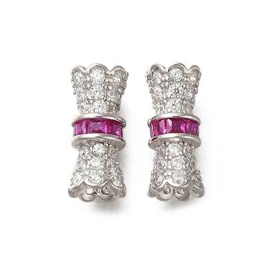 925 Sterling Silver Micro Pave Cubic Zirconia Screw Clasps