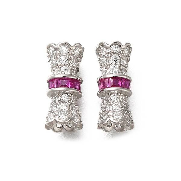925 Sterling Silver Micro Pave Cubic Zirconia Screw Clasps