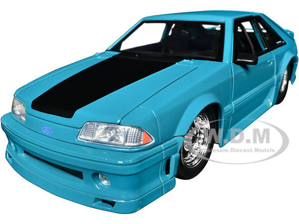 1989 Ford Mustang GT Blue with Black Hood Stripes \