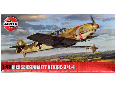 Level 2 Model Kit Messerschmitt Bf109E-3/E-4 Fighter Aircraft with 3 Scheme Options 1/48 Plastic Model Kit by Airfix