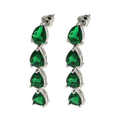Rack Plating Platinum Tone Brass Glass Studs Earrings for Women