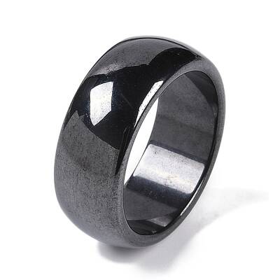 Magnetic Synthetic Hematite Finger Ring