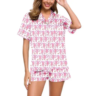 Moon Princess Sailor Guardians Wand Satin Pajama Set For Women Print Comfy Satin Sleepwear & Loungewear Pjs Printing Silky To...