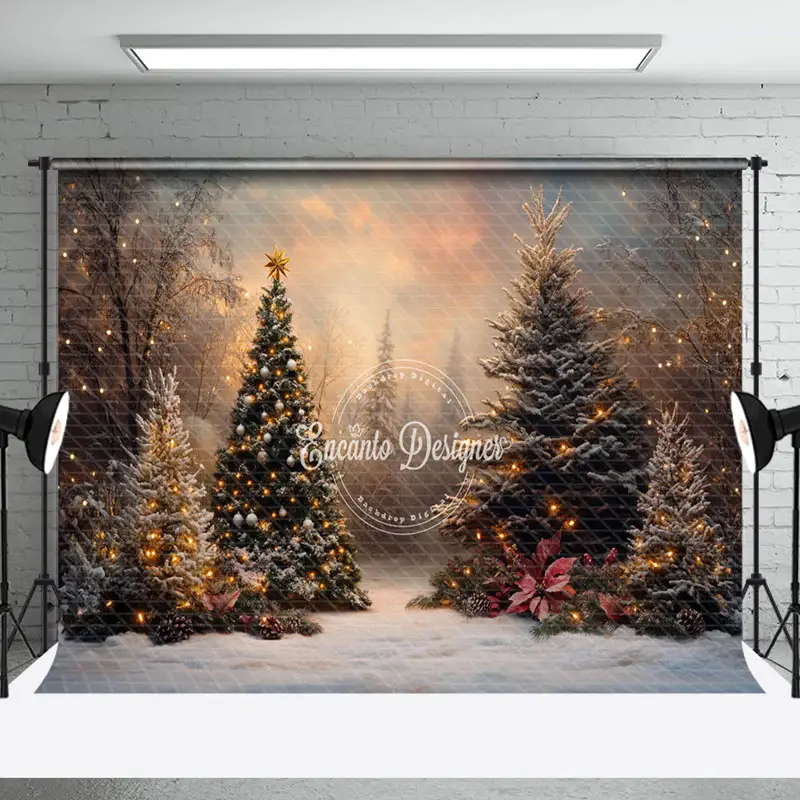 Aperturee Sunset Sky Xmas Trees Forest Christmas Vibe Backdrop | Xmas Backdrop | Christmas Photo Booth Backdrop | Christmas B...