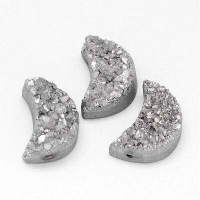 Electroplated Natural Druzy Quartz Crystal Beads