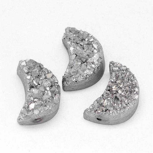 Electroplated Natural Druzy Quartz Crystal Beads