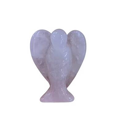 Natural Rose Quartz Carved Healing Angel Figurines