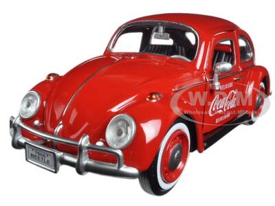 1966 Volkswagen Beetle with Rear Luggage Rack Red with Two Bottle Cases \