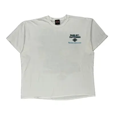 Nassau Bahamas Harley Davidson Graphic T-Shirt - 2XL White Cotton
