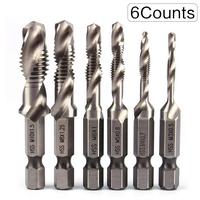 High Speed Steel M3/M4/M5/M6/M8/M10 Drill Bits, 3 In 1 Spiral Tap Hex Shank Drill Bit Set, Professional Drill Accessories For...
