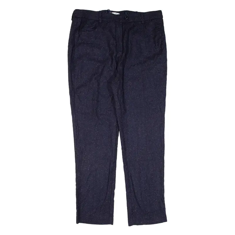 MONA Womens Knit Trousers Blue Regular Tapered Wool W34 L28