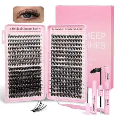 Natural Look Eyelash Extensions Set, False Eyelashes Set & Tweezers & Glue & Remover, Professional Accessories for Women Summ...