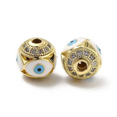 Brass Micro Pave Cubic Zirconia Beads