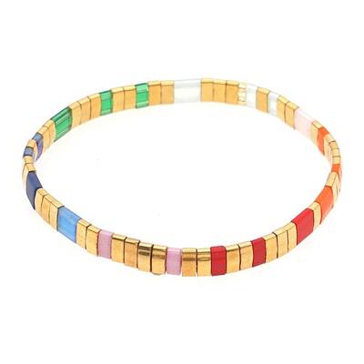 Rainbow Bohemian Style Glass Beads Stretch Bracelets