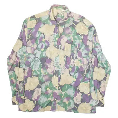 ACKERMAN Womens Shirt Beige Floral Long Sleeve M