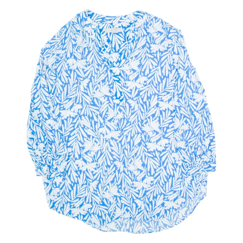HOBBS LONDON Womens Printed Shirt Blue V-Neck Long Sleeve Floral UK 10
