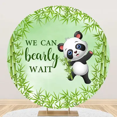 Bearly Wait Bamboo Panda Round Baby Shower Backdrop - Aperturee
