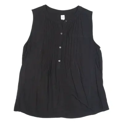 GAP Womens Shirt Black Button Neck Sleeveless S