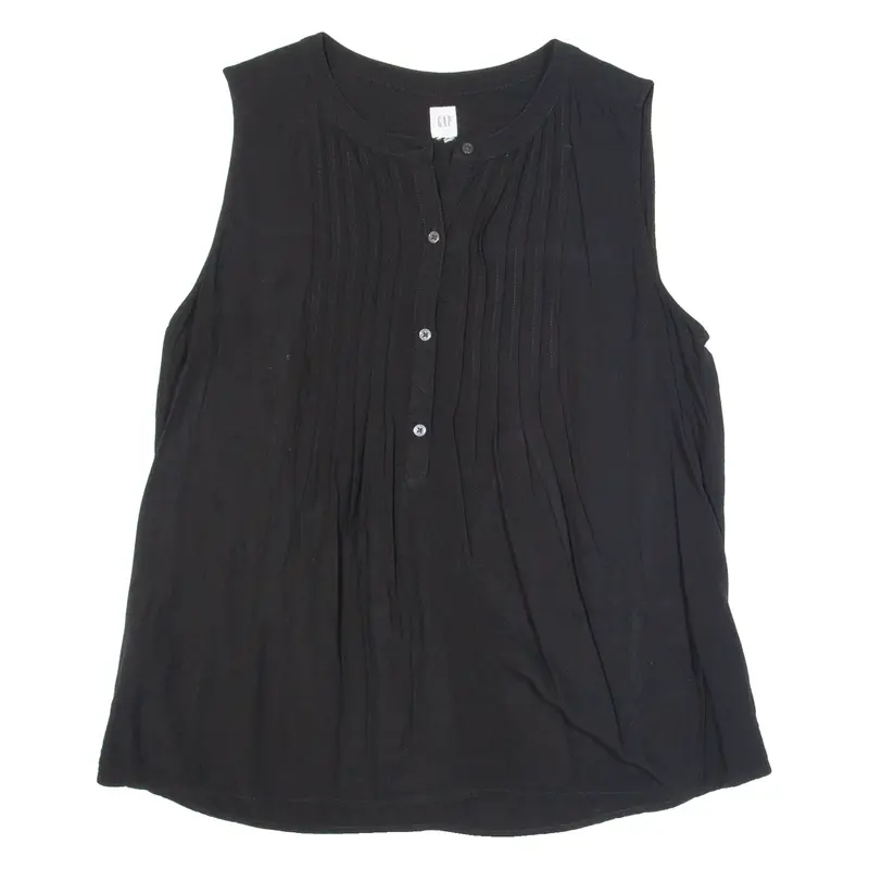 GAP Womens Shirt Black Button Neck Sleeveless S