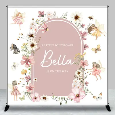 Custom Fairies Daisy Arch Boho Baby Shower Backdrop