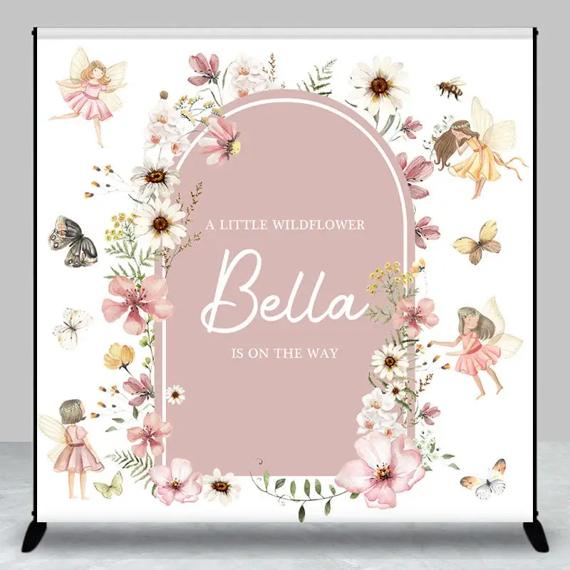 Custom Fairies Daisy Arch Boho Baby Shower Backdrop