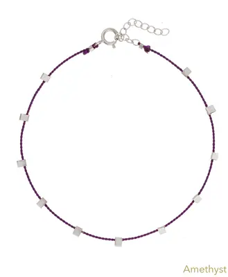 Hilo Anklet | Metal Color: Silver | Color: Amethyst