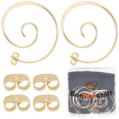 4 Pairs Brass Ear Studs