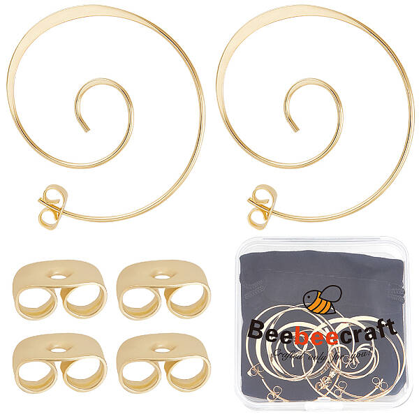 4 Pairs Brass Ear Studs