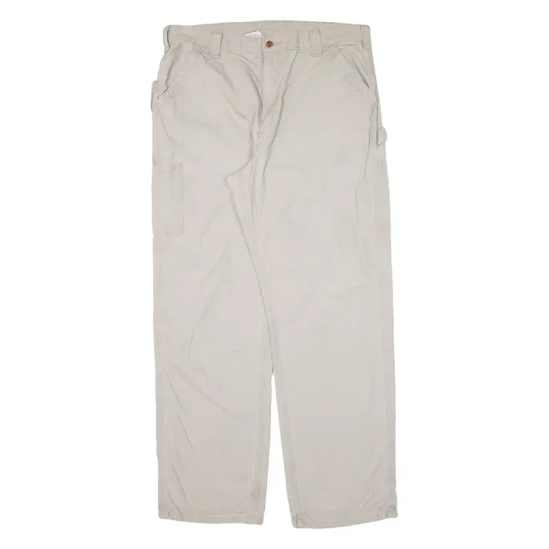 CARHARTT Carpenter Workwear Mens Trousers Beige Loose Straight W38 L34