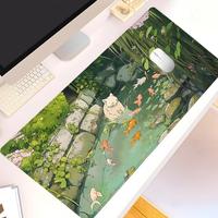 Cute Anime Cat & Fish Pattern Mouse Pad, Non-slip Mouse Pad with Stitched Edge, Rubber Base Desk Pad for Home Office, Office ...