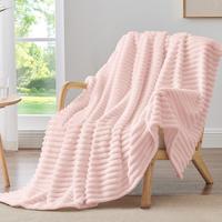 Summertok - BEDELITE Fleece Cozy Blanket, 300GSM Soft & Warm Fluffy Blanket, Decorative and Giftable Striped Blankets Fabric