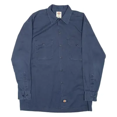 DICKIES Mens Plain Shirt Blue Long Sleeve M