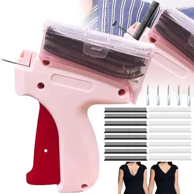 Clothing Labeling Tool Set, 1 Set Mini Stitchy Quick Clothing Fixer with 5 Counts Needles & 1200pcs Micro Fasteners, DIY Sewi...