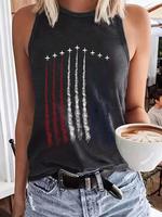 Women's Independence Day Print Round Neck Tank Top, Casual Sleeveless Top for Summer, Ladies Clothes for Daily Wear, Athletic...