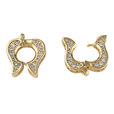 Brass Pave Clear Cubic Zirconia Twister Clasp