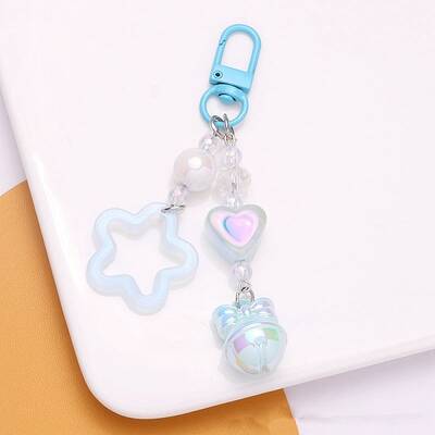 Cute Acrylic Star and Bell Shape Pendant Keychain