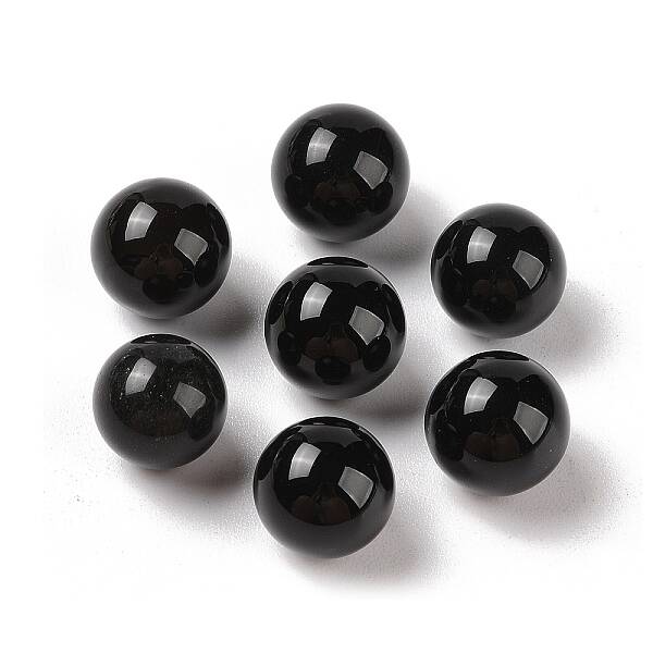 Natural Obsidian No Hole Sphere Beads