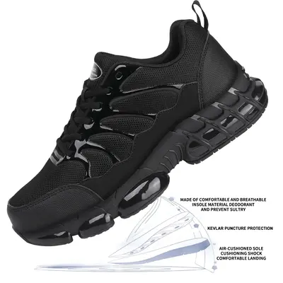 Labor protection shoes for men and women, steel toe caps, anti-smash and anti-puncture, construction site safety, wear-resist...