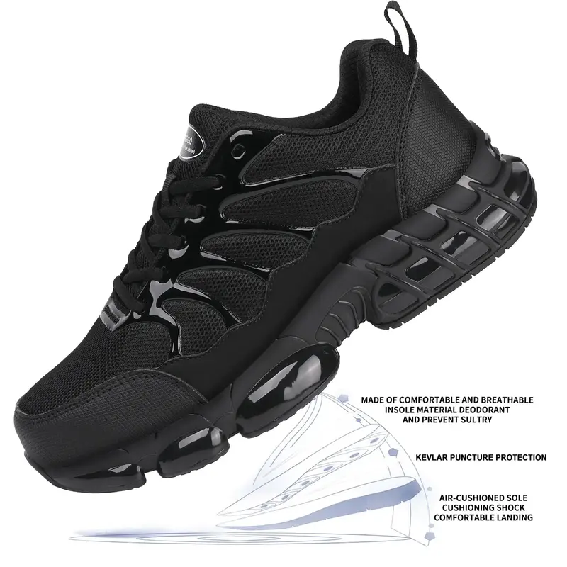 Labor protection shoes for men and women, steel toe caps, anti-smash and anti-puncture, construction site safety, wear-resist...