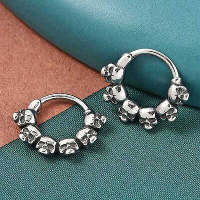 Skull 316 Surgical Stainless Steel Hoop Earrings