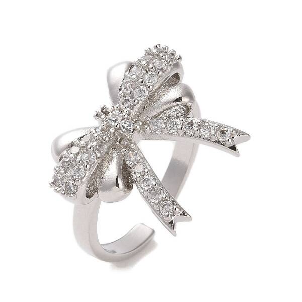 Brass Micro Pave Cubic Zirconia Open Cuff Ring