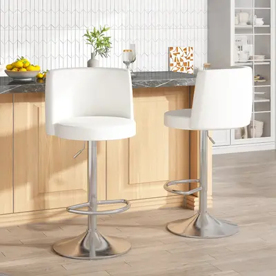 AWQM Steel Bar Stools,Grade Modern Leather Bar Chair with Backrest,Swivel Adjustable Height for Kitchen Counter and Dining Ro...