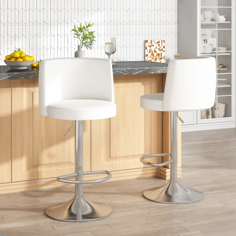 AWQM Steel Bar Stools,Grade Modern Leather Bar Chair with Backrest,Swivel Adjustable Height for Kitchen Counter and Dining Ro...