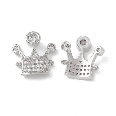 Brass Pave Clear Cubic Zirconia Connector Charms