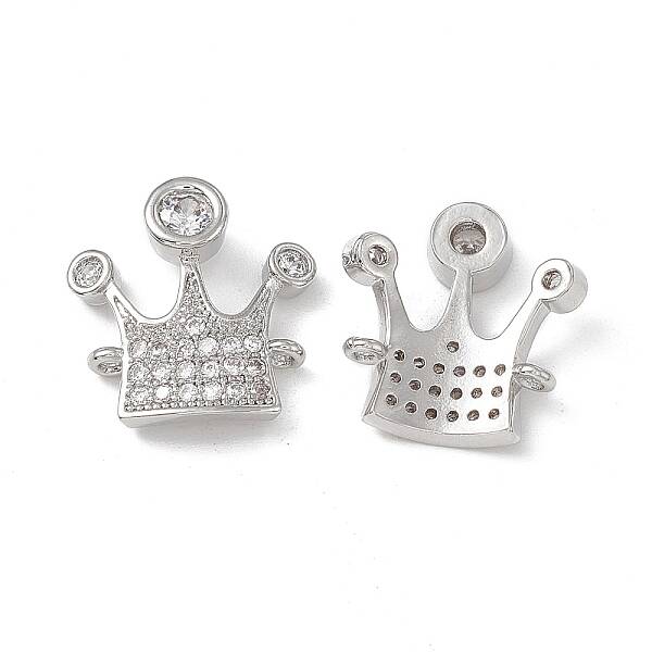 Brass Pave Clear Cubic Zirconia Connector Charms