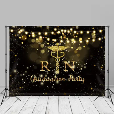Black Light Nurse Graduation Party Photo Backdrop - Aperturee